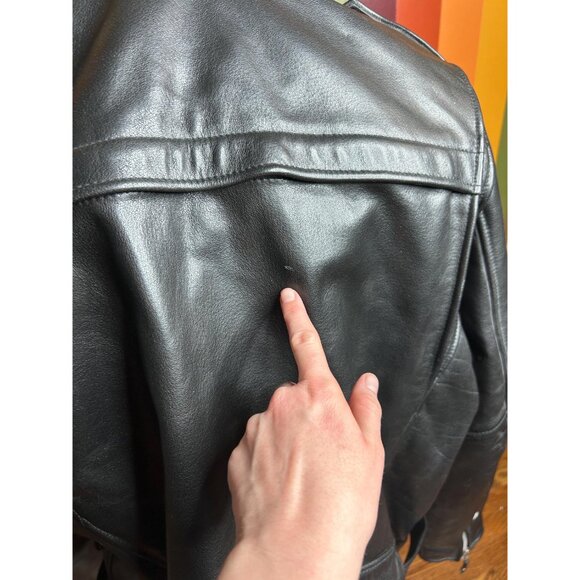Black womens size large lather jacket super heavy first Classics classic leather - Picture 4 of 10